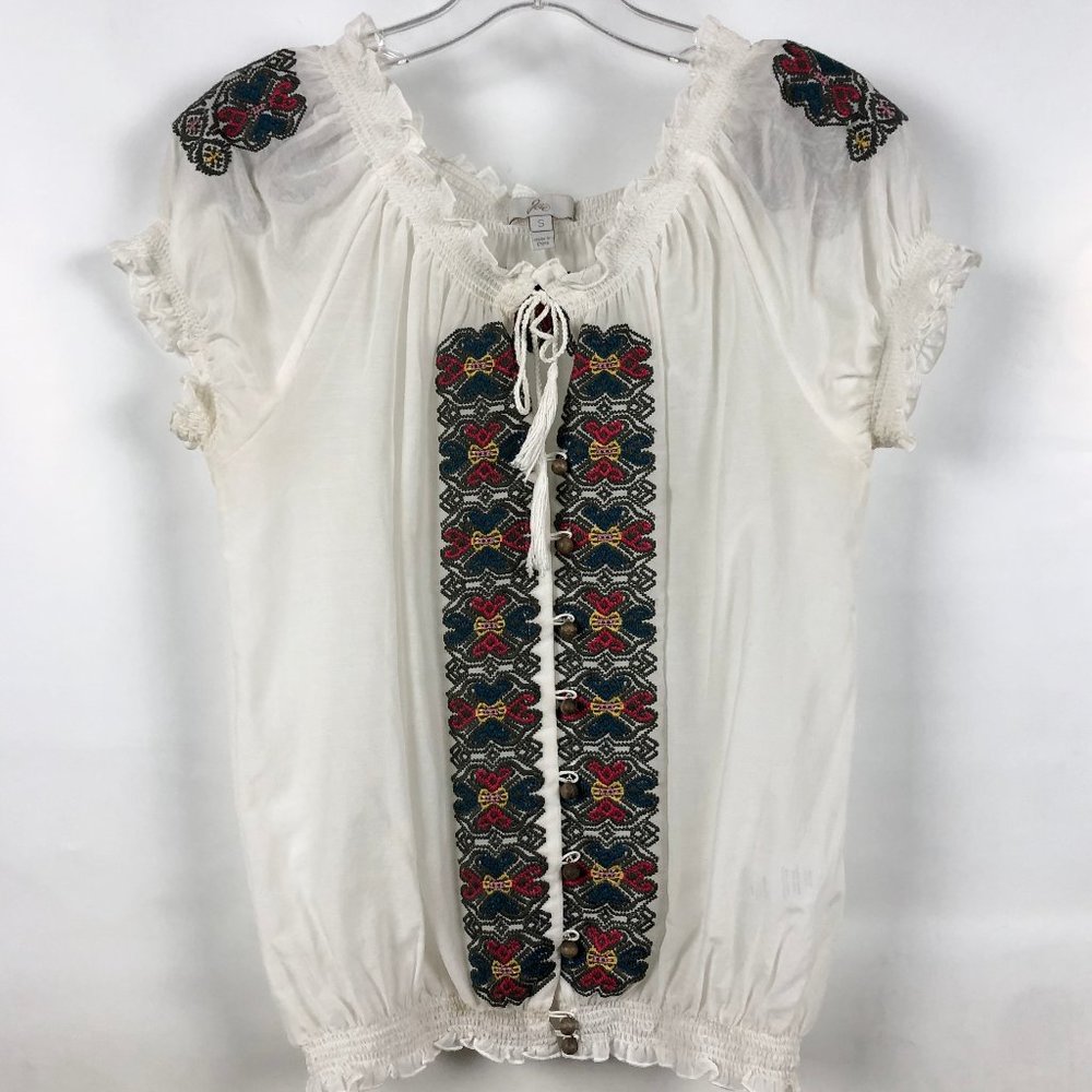 Joie cotton/silk blend boho peasant blouse